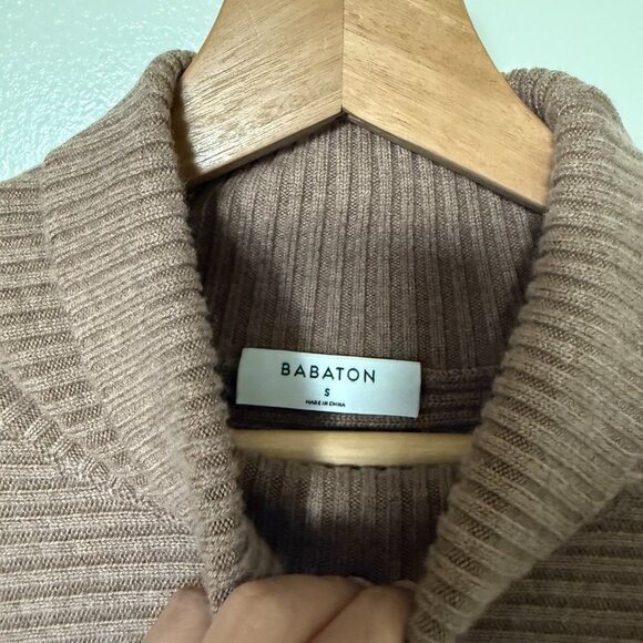 Aritzia Babaton Dumont Camel Tan Turtleneck Ribbed Sweater S - Picture 5 of 7